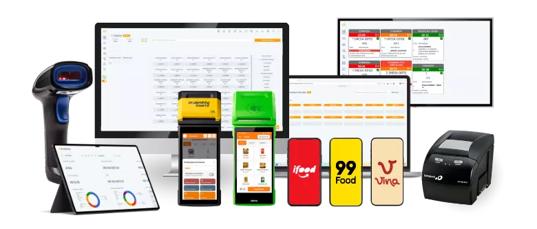 Dashboard do sistema ControleNaMão com PDV, relatórios e integrações